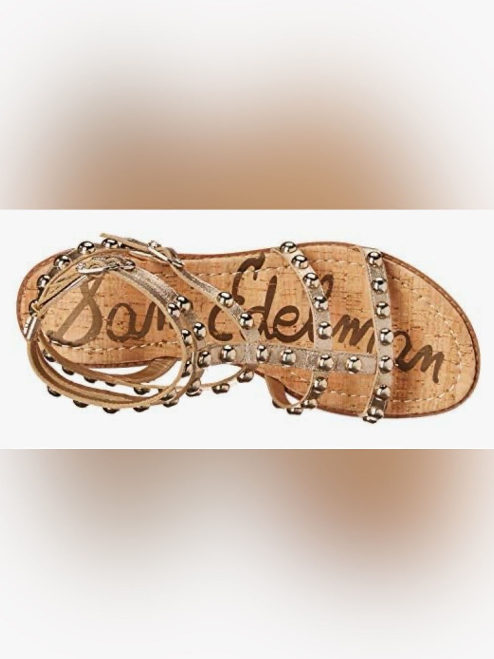 Sam Edelman Eavan Gold Leather Studded Gladiator Sandals - Picture 2 of 12